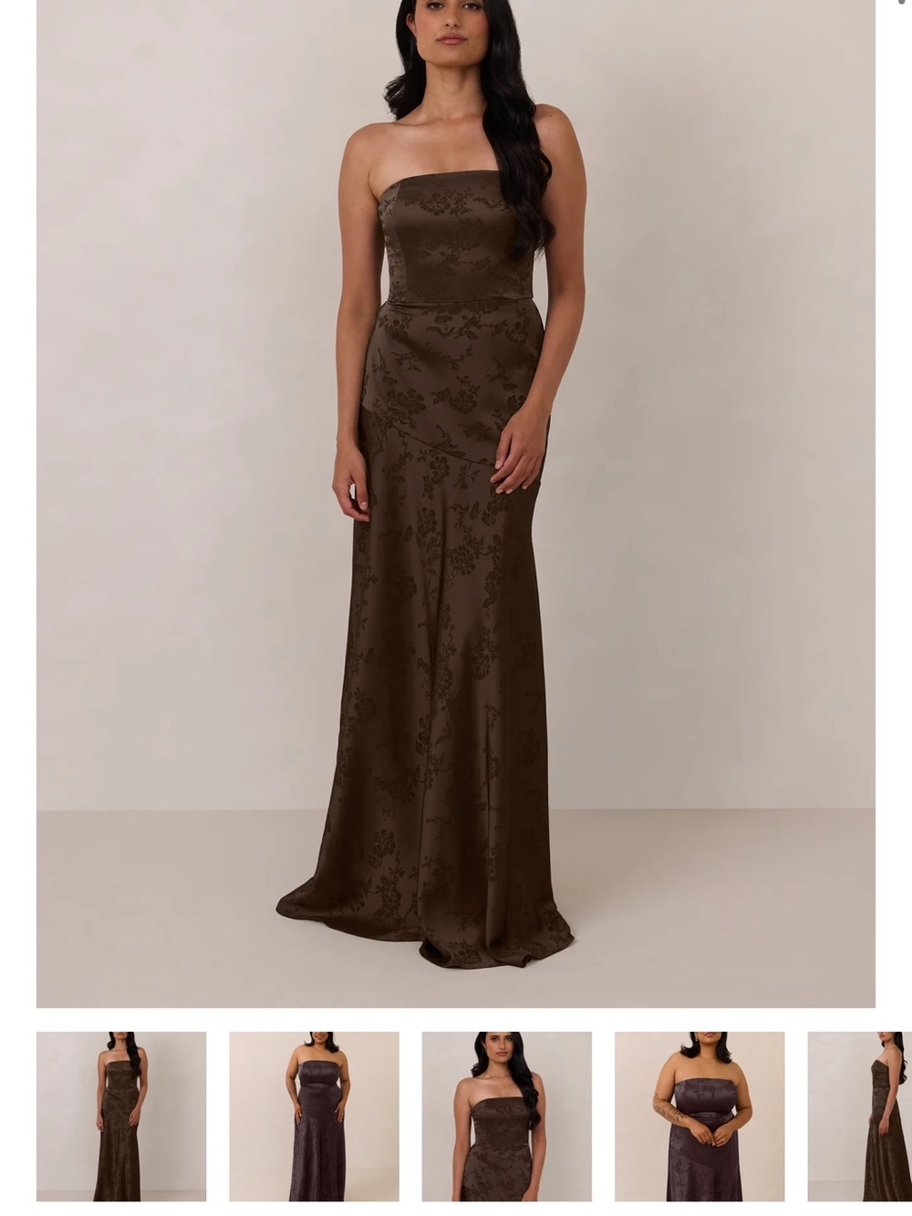 Park & Fifth Strapless Floral Jacquard Evening Dress — Brown